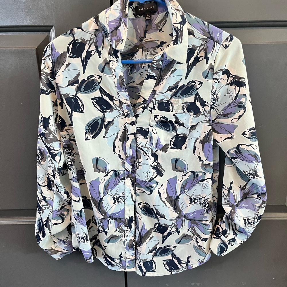 Express Floral Button-Up Blouse